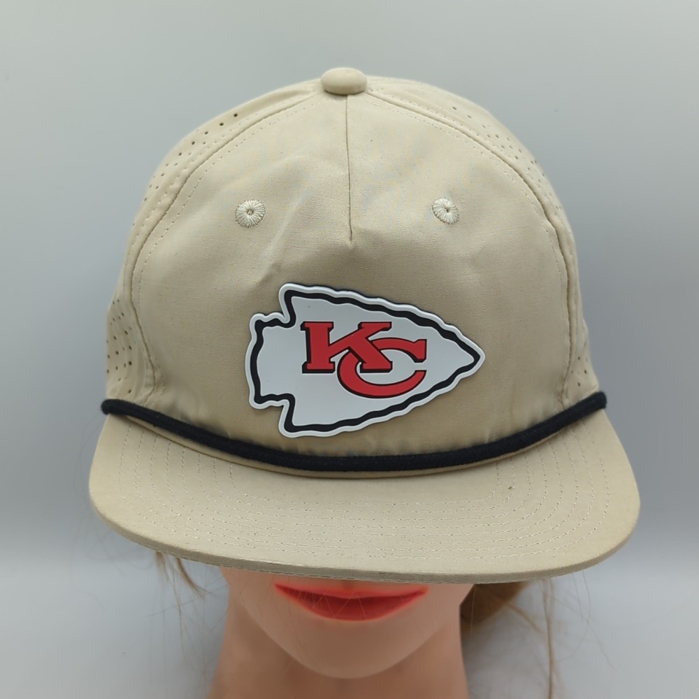 Kansas City Chiefs Patch Hat Beige Decky 6226 Snapback Mesh Vented Cap OSFM